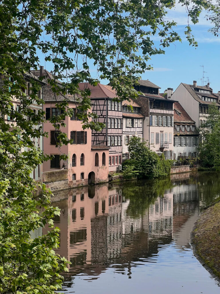 beautiful half-timbered houses along the Ile river