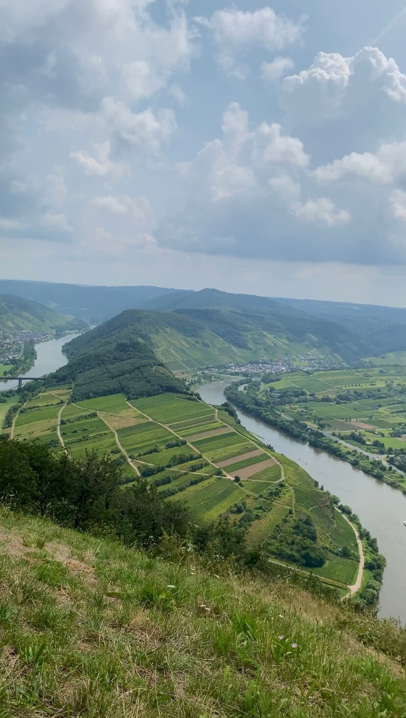 view of the mosel bend from bremmer gipfelkreuz in bremmer calmont hike