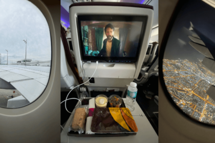 montage of a flight from kathmandu to doha
